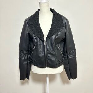 Coalition LA Vegan Leather Faux Fur Lined Moto Jacket